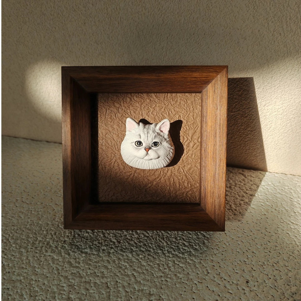 Customized Plaster Pet Sculpture with Magnet – Personalized Cat or Dog Keepsake for Car, Fridge, Frame