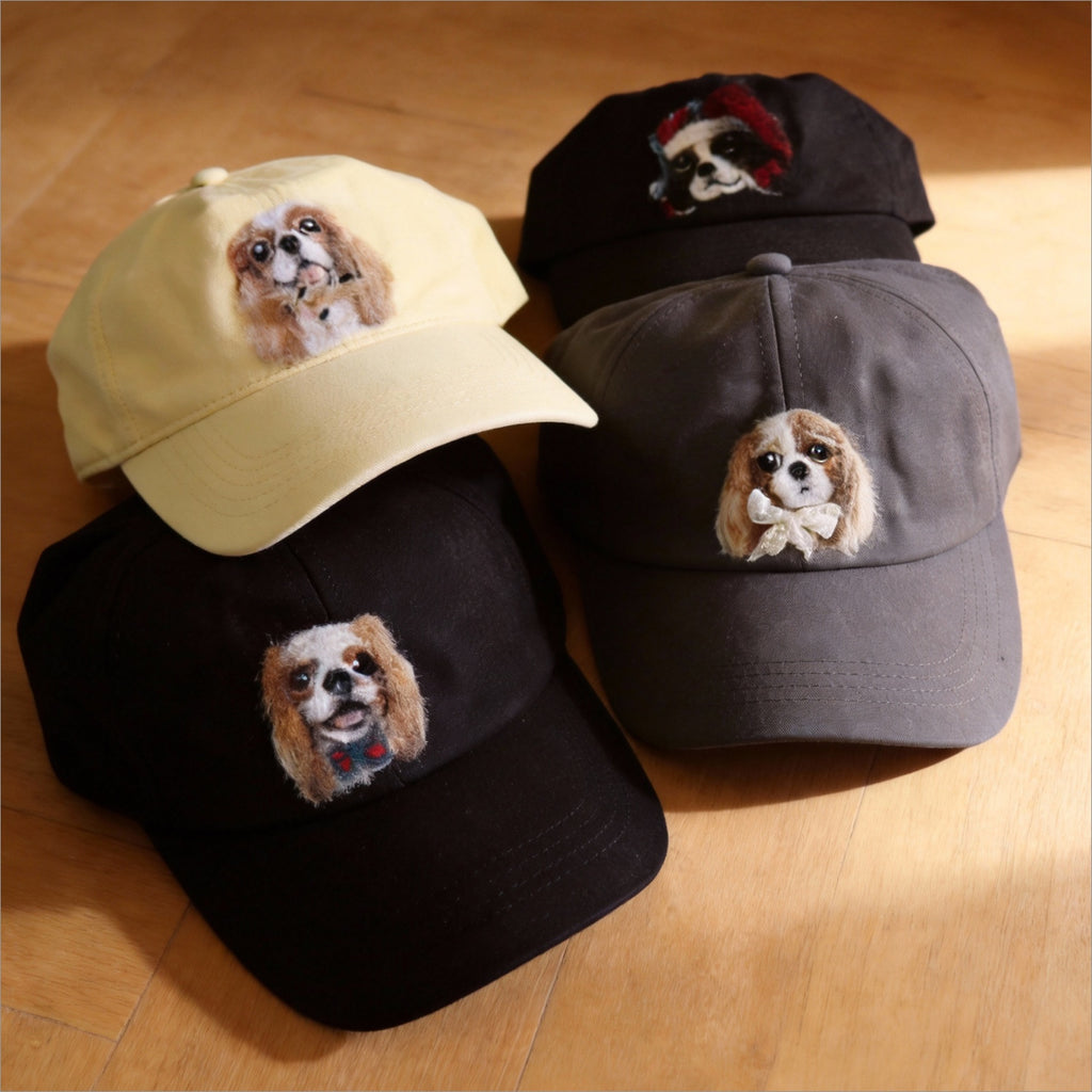 Personalized Pet Portrait Baseball Cap | Handmade Wool Felt Embroidered Hat