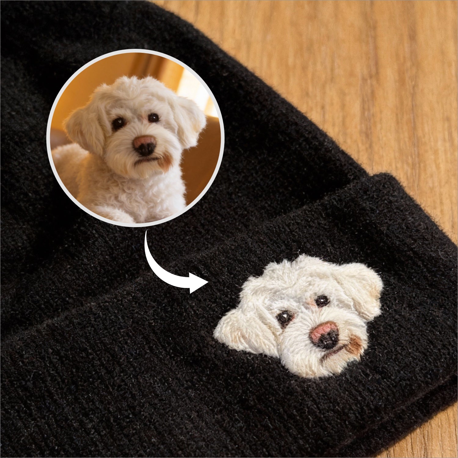 🧵 Custom Pet Portrait Wool Beanie – Hand-Felted Needle Art Hat Main image