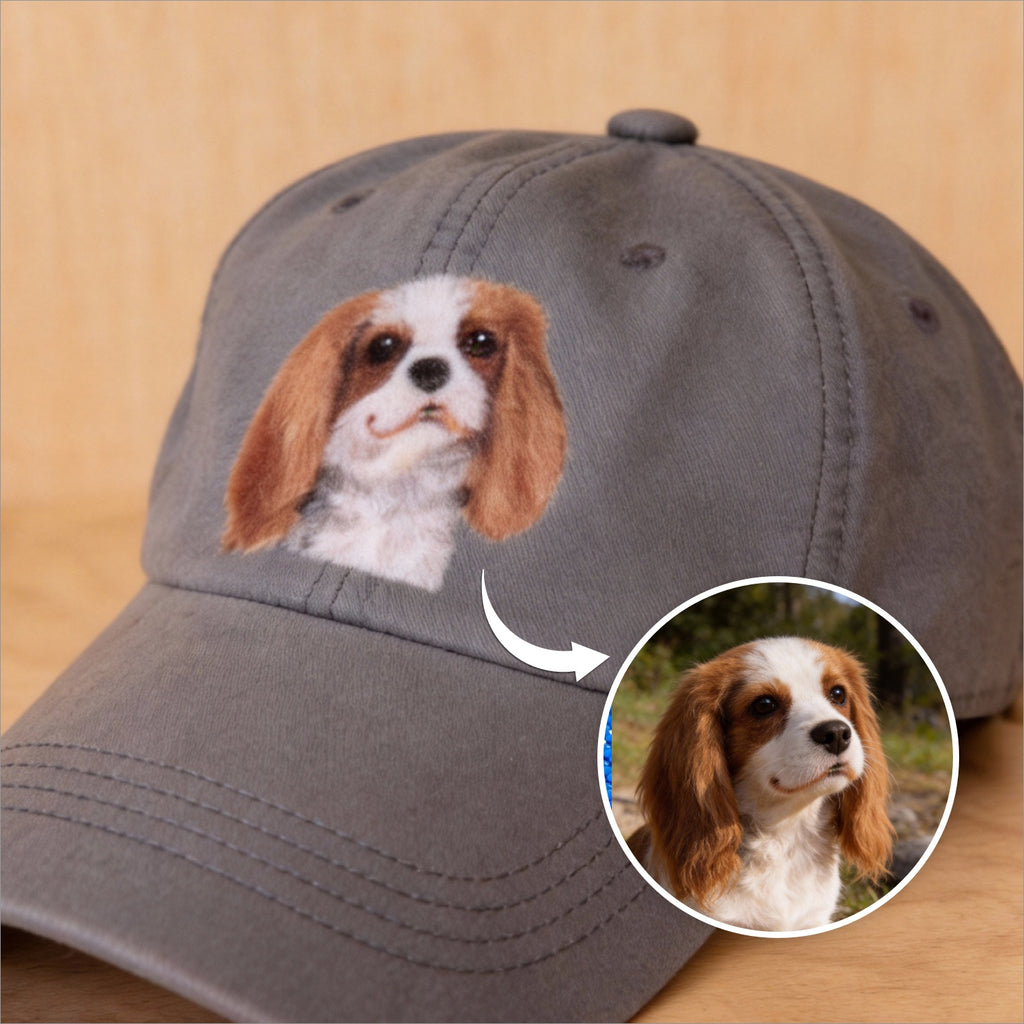 Personalized Pet Portrait Baseball Cap | Handmade Wool Felt Embroidered Hat