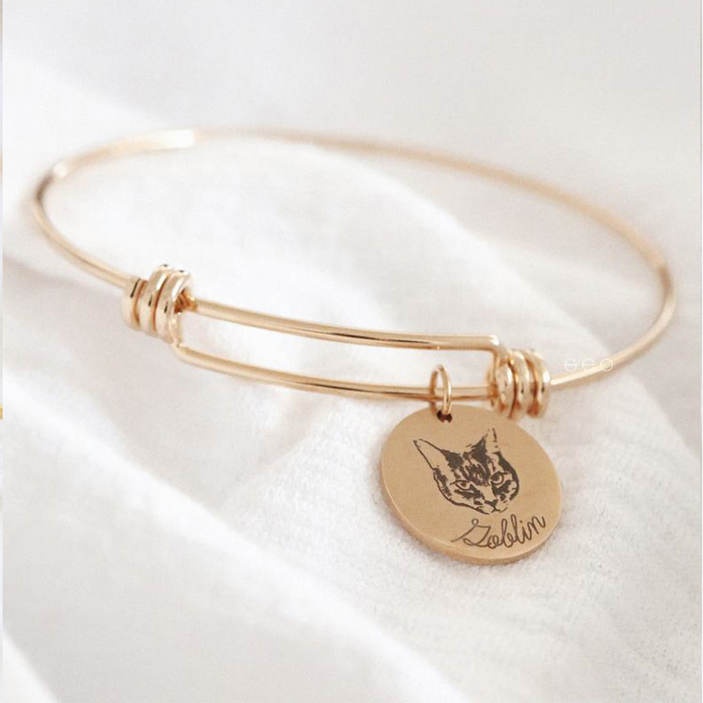 Personalized Pet Portrait Bangle(Deep Engraved)
