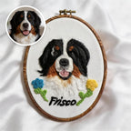 Custom Wool Felt Pet Portrait: Embroidered Wool Art, Pet Memorial