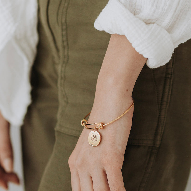 Personalized Pet Portrait Bangle(Deep Engraved) Secondary image