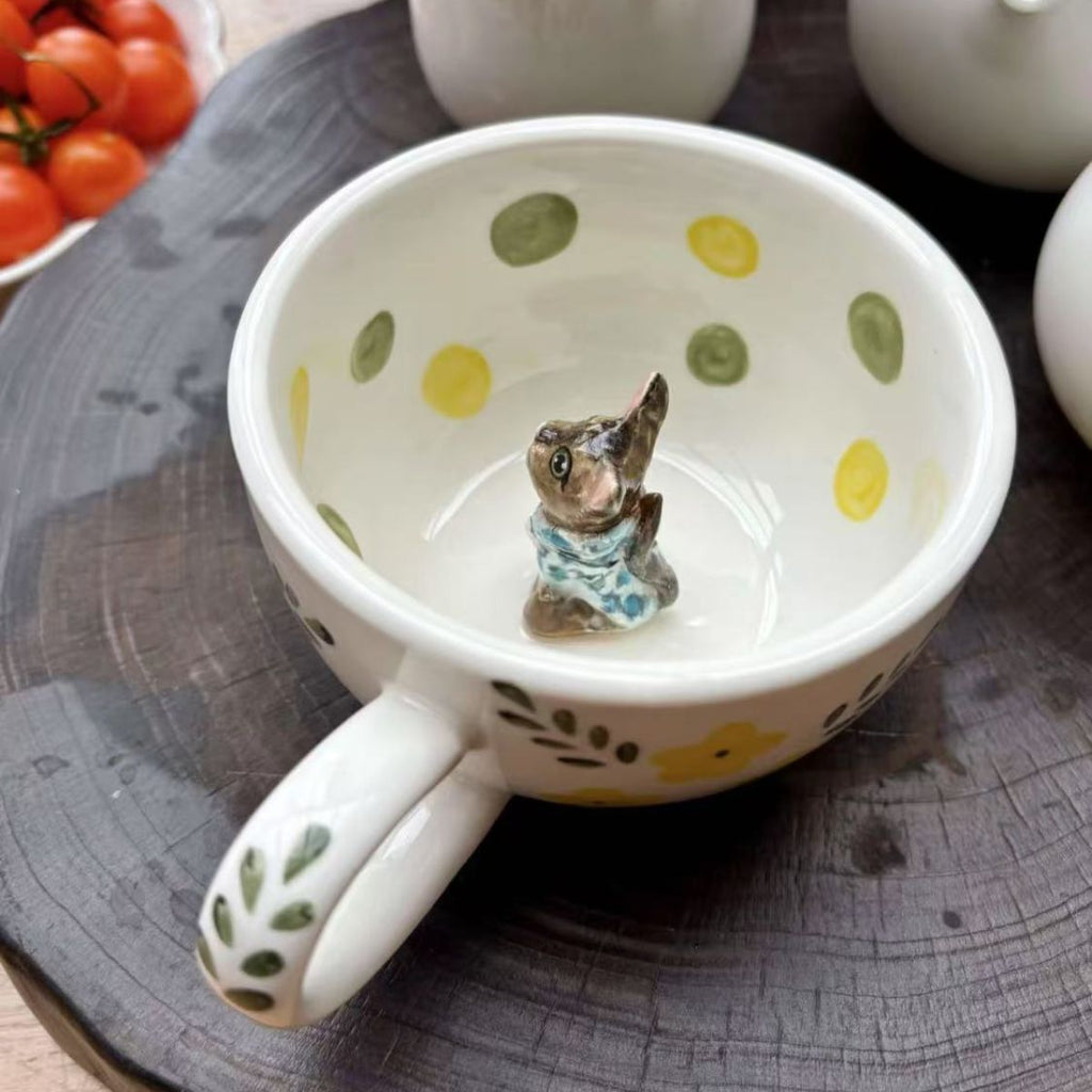 🐾 Custom 3D Pet Climbing Mug – Handmade Ceramic Dog Figurine Cup (350ml)