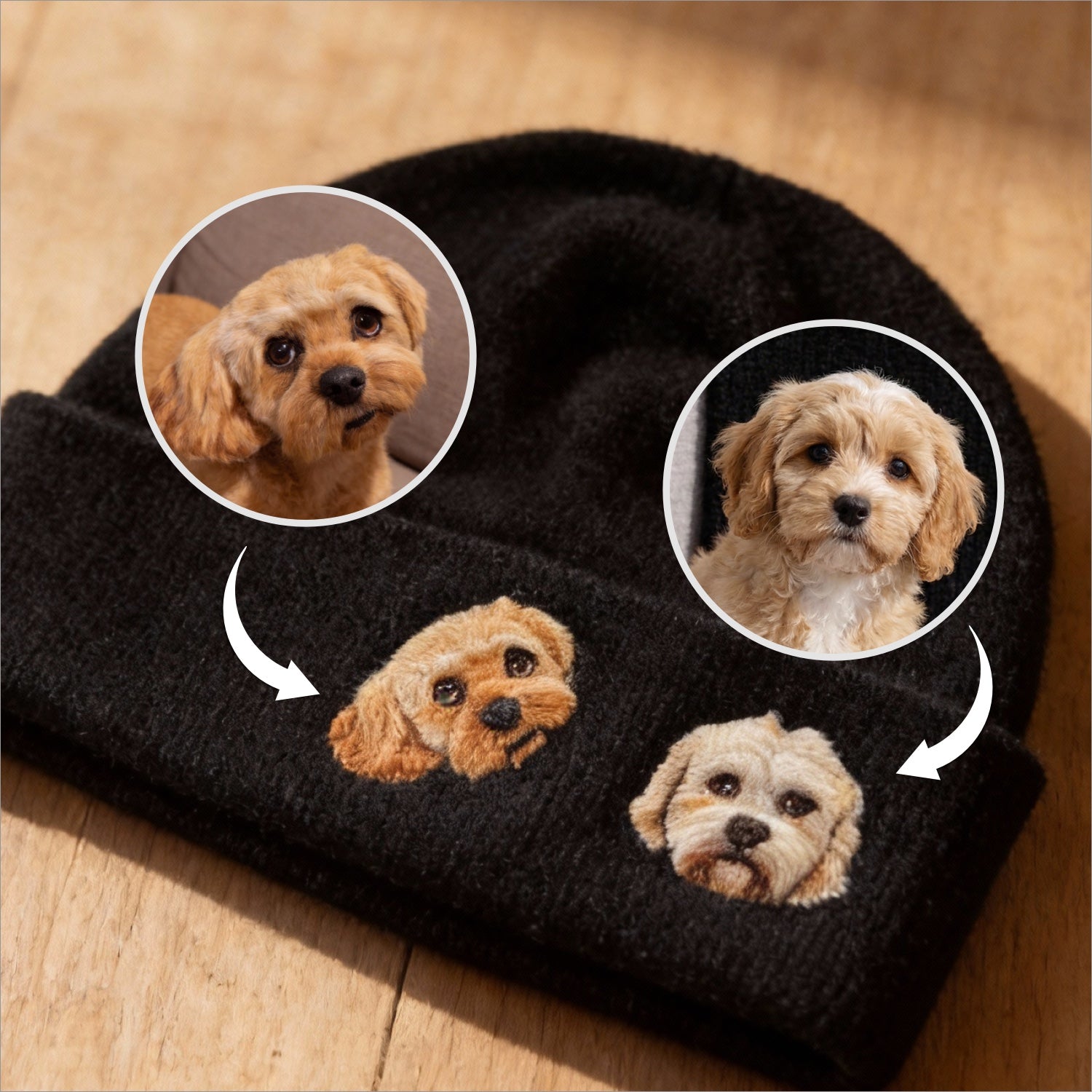 🧵 Custom Pet Portrait Wool Beanie – Hand-Felted Needle Art Hat