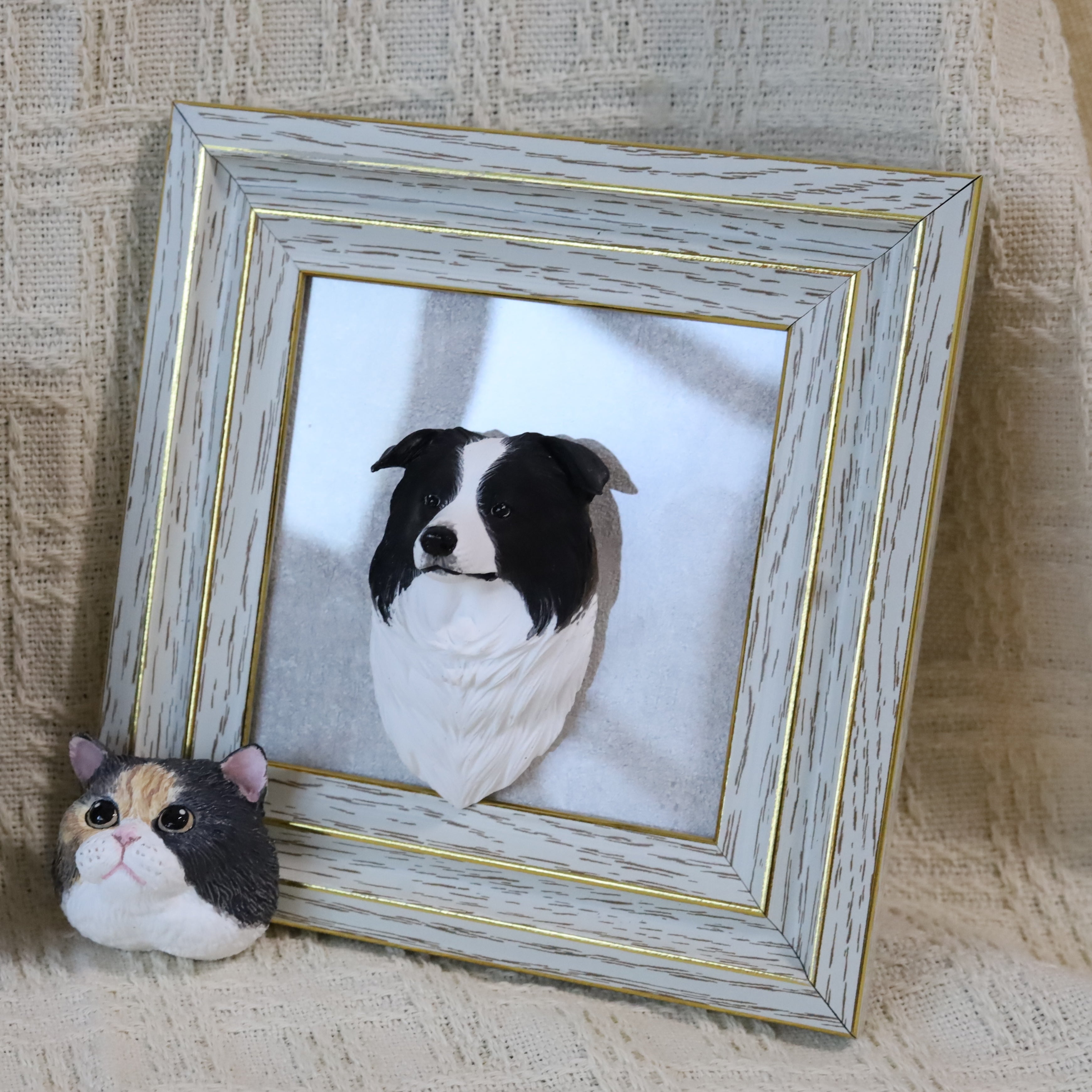 Customized Plaster Pet Sculpture with Magnet – Personalized Cat or Dog Keepsake for Car, Fridge, Frame