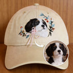 Personalized Pet Portrait Baseball Cap | Handmade Wool Felt Embroidered Hat