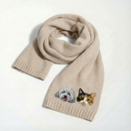🧣 Custom Pet Portrait Knit Scarf – Cozy Personalized Scarf for Pet Lovers