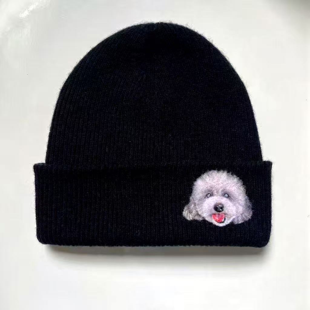 🧵 Custom Pet Portrait Wool Beanie – Hand-Felted Needle Art Hat