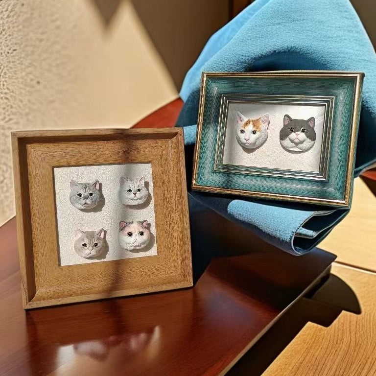 Customized Plaster Pet Sculpture with Magnet – Personalized Cat or Dog Keepsake for Car, Fridge, Frame