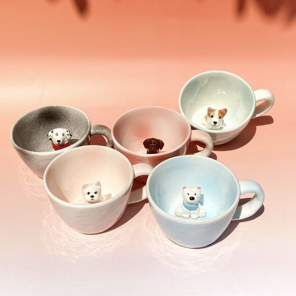 🐾 Custom 3D Pet Climbing Mug – Handmade Ceramic Dog Figurine Cup (350ml)
