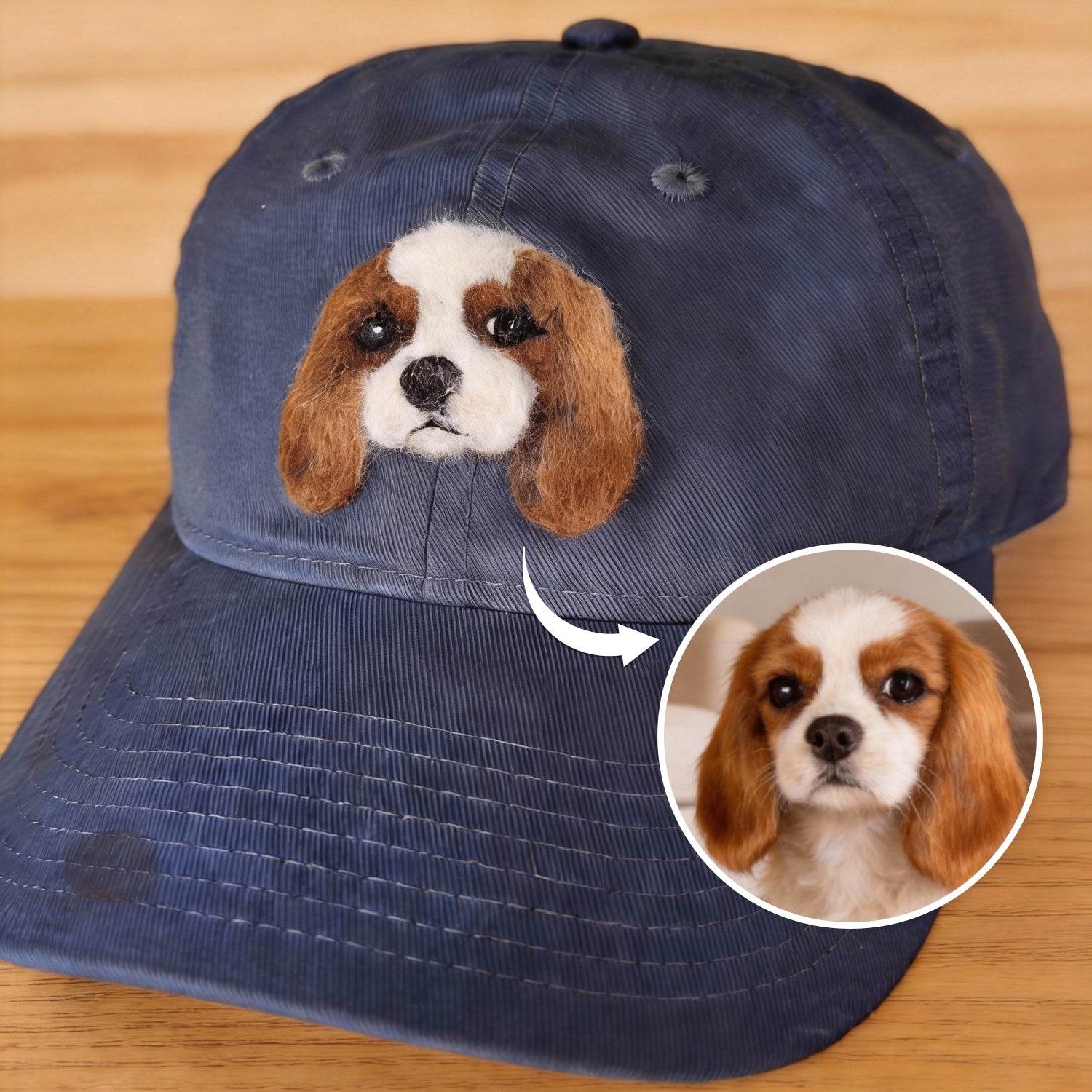 Personalized Pet Portrait Baseball Cap | Handmade Wool Felt Embroidered Hat Main image