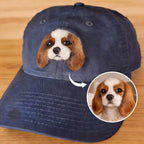 Personalized Pet Portrait Baseball Cap | Handmade Wool Felt Embroidered Hat