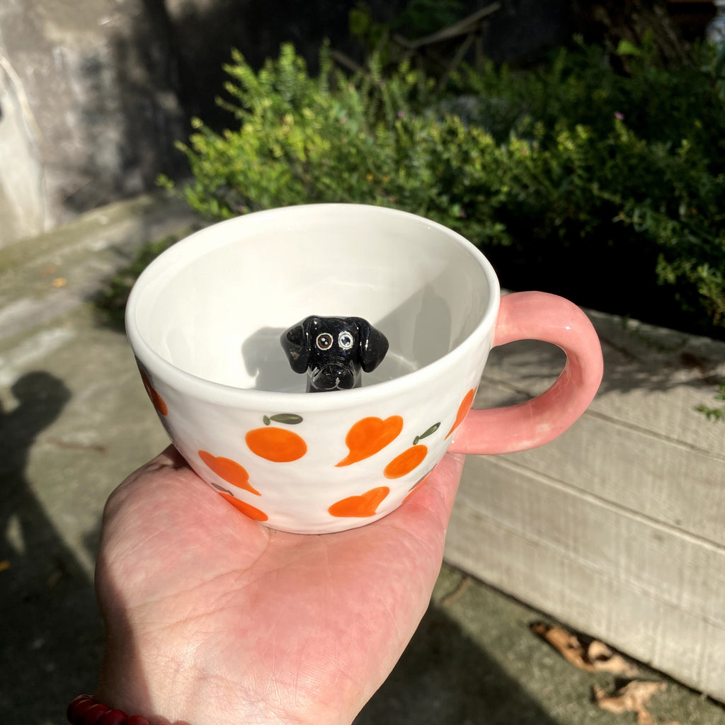 🐾 Custom 3D Pet Climbing Mug – Handmade Ceramic Dog Figurine Cup (350ml)