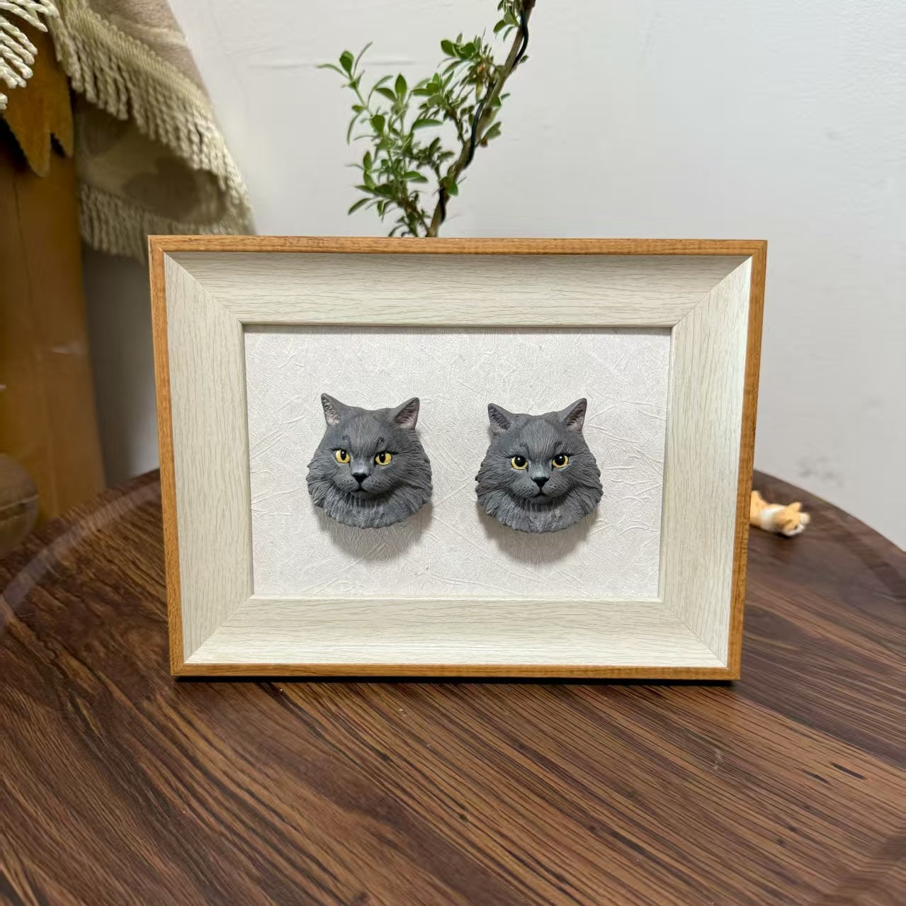 Customized Plaster Pet Sculpture with Magnet – Personalized Cat or Dog Keepsake for Car, Fridge, Frame