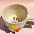 🐾 Custom 3D Pet Climbing Mug – Handmade Ceramic Dog Figurine Cup (350ml)