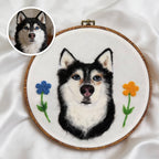Custom Wool Felt Pet Portrait: Embroidered Wool Art, Pet Memorial