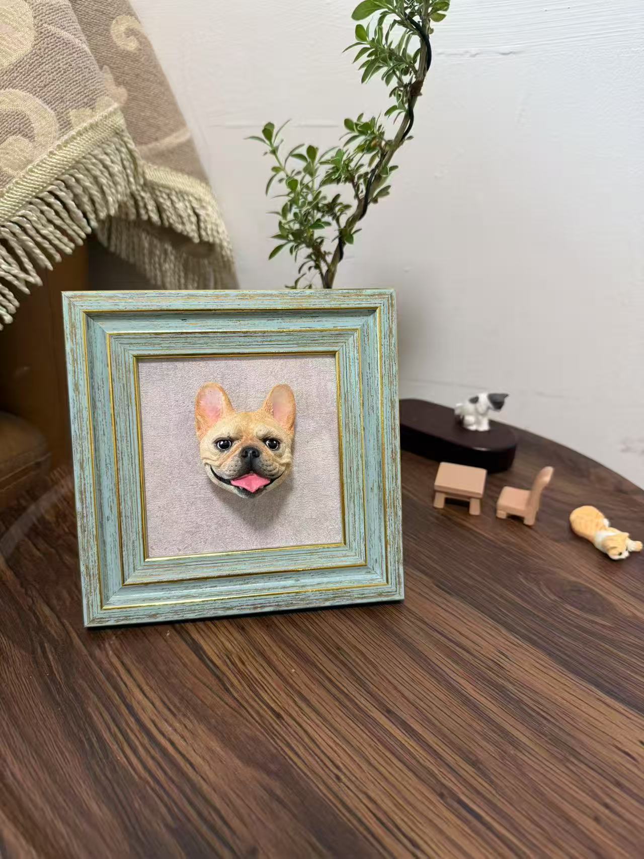 Customized Plaster Pet Sculpture with Magnet – Personalized Cat or Dog Keepsake for Car, Fridge, Frame